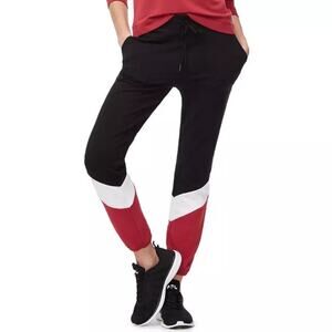 Good American Black Red Colorblock Drawstring Jogger Sweatpants Medium/Large